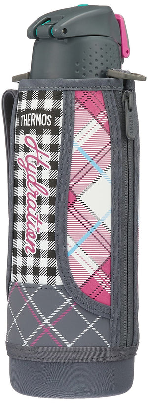 Thermos 1.0L Grey Gingham Vacuum Insulated Sports Bottle One - Touch Open Type