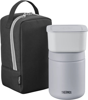 Thermos 400ml Black Gray Vacuum Insulated Soup Lunch Set JBY - 801 Bkgy
