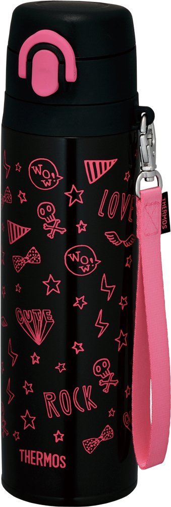 Thermos 550Ml Vacuum Insulated Water Bottle Japan Mobile Mug Black Pink Jnt - 550 Bk - P