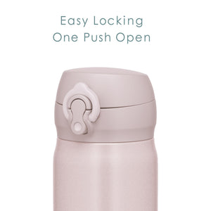 Thermos Beige Pink Stainless Steel Water Bottle Vacuum Insulated 0.35L Mug with Removable Spout Lightweight Keeps Hot/Cold JNL - 355 BEP