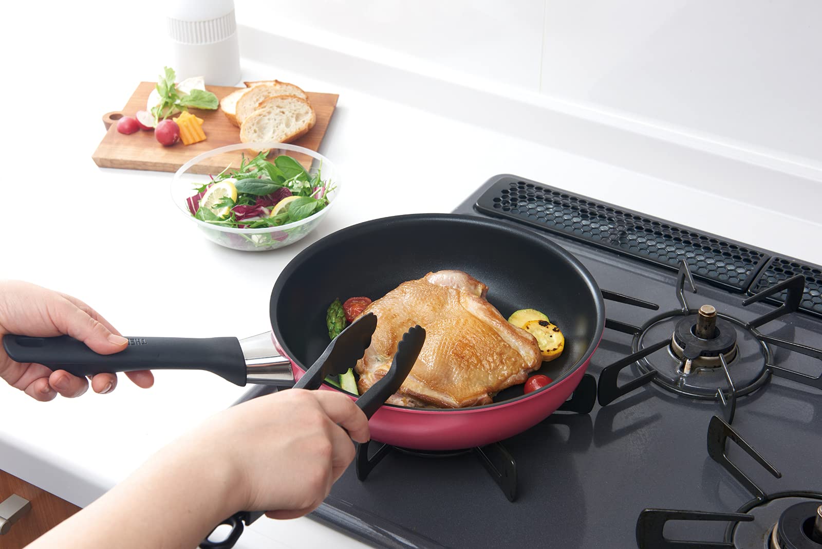 Thermos Durable 24Cm Wine Red Frying Pan for Gas Stove Series Kfg - 024 Wnr