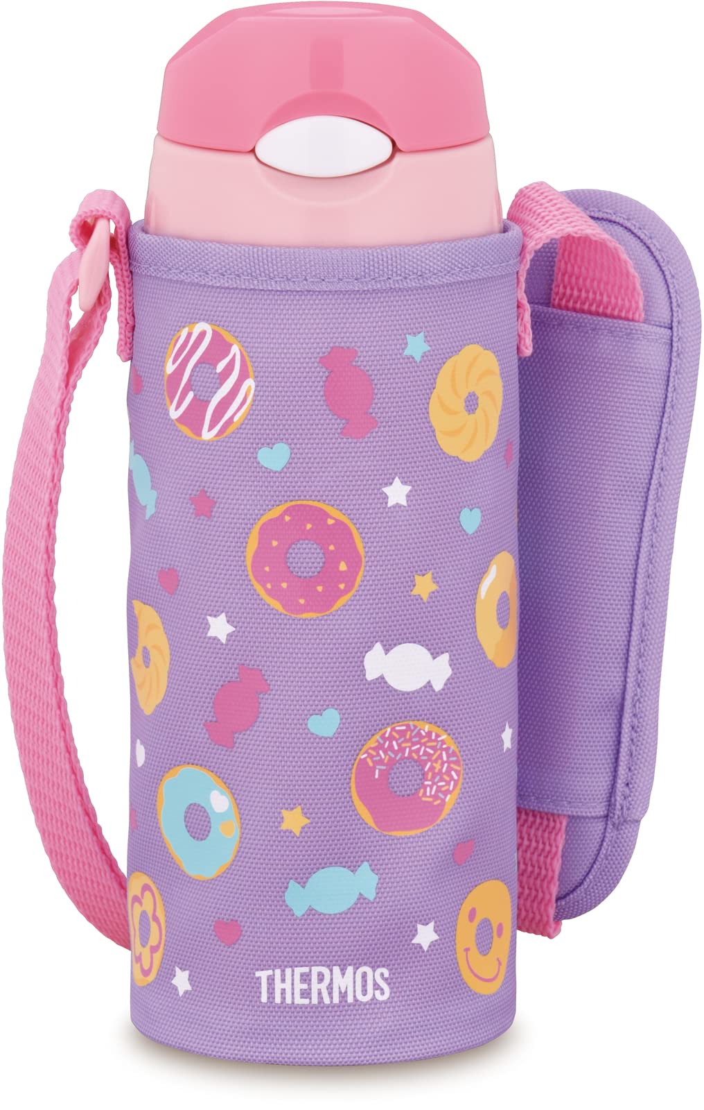 Thermos FHL - 403F PL - P 400ml Purple Pink Vacuum Insulated Straw Water Bottle for Children For School Cold Storage Only