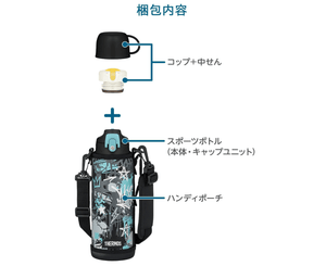 Thermos FJJ - 1001WF BKAQ Vacuum Insulated 2 - Way Bottle, Black Aqua