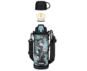 Thermos FJJ - 1001WF BKAQ Vacuum Insulated 2 - Way Bottle, Black Aqua