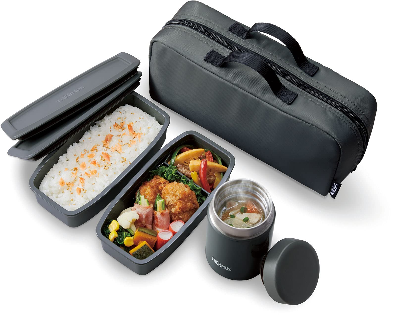 Thermos Japan Vacuum Insulated Soup Lunch Set Dark Gray Jea - 1000 Dgy