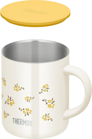 Thermos Jdg - 352Ltd Yf Insulated Stainless Steel Mug 350ml - Yellow Flower Design