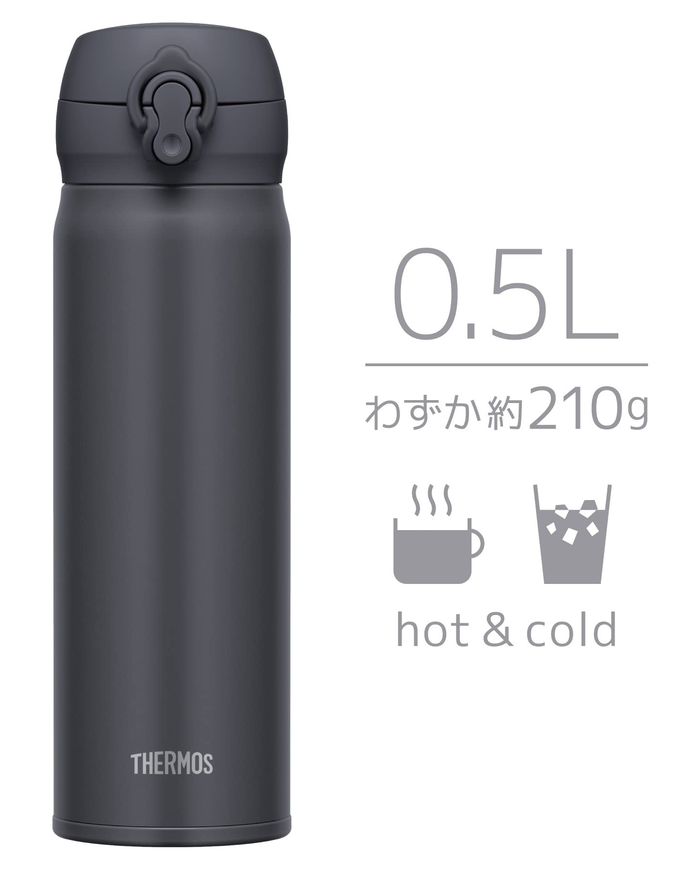 Thermos JNL - 506 SMB Vacuum Insulated Stainless Steel Water Bottle 500ml - Smoke Black