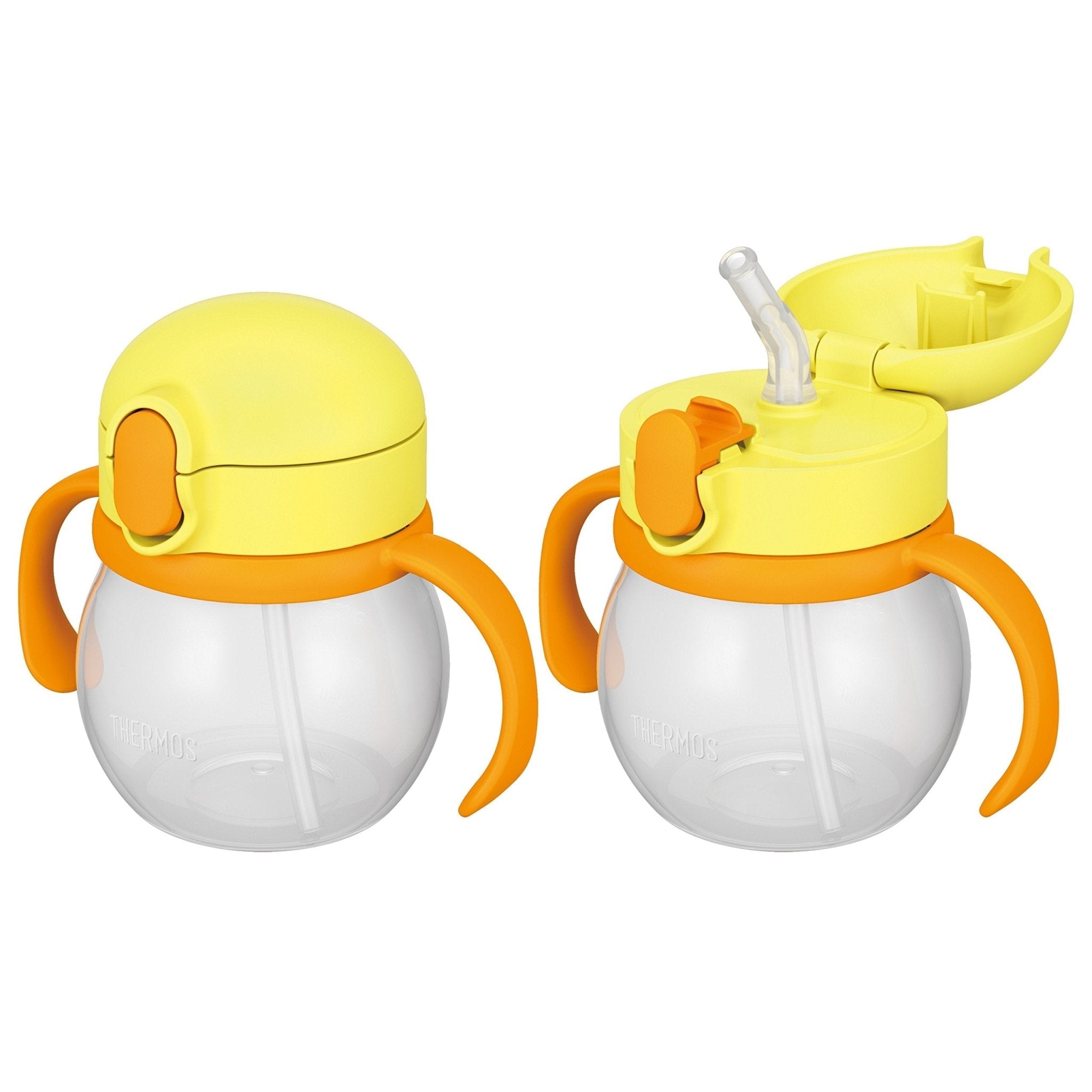 Thermos Large Capacity 250ml Baby Straw Mug Yellow Non - Leaking for 9 Months and Up