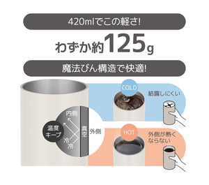 Thermos Lightweight 420ml Vacuum Insulated Tumbler Stone White Model JDW - 420C STW