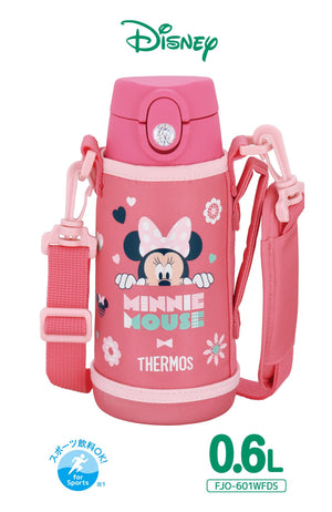 Thermos Minnie Coral Pink 0.6L Vacuum Insulated Water Bottle/Straw Cup for School Kids