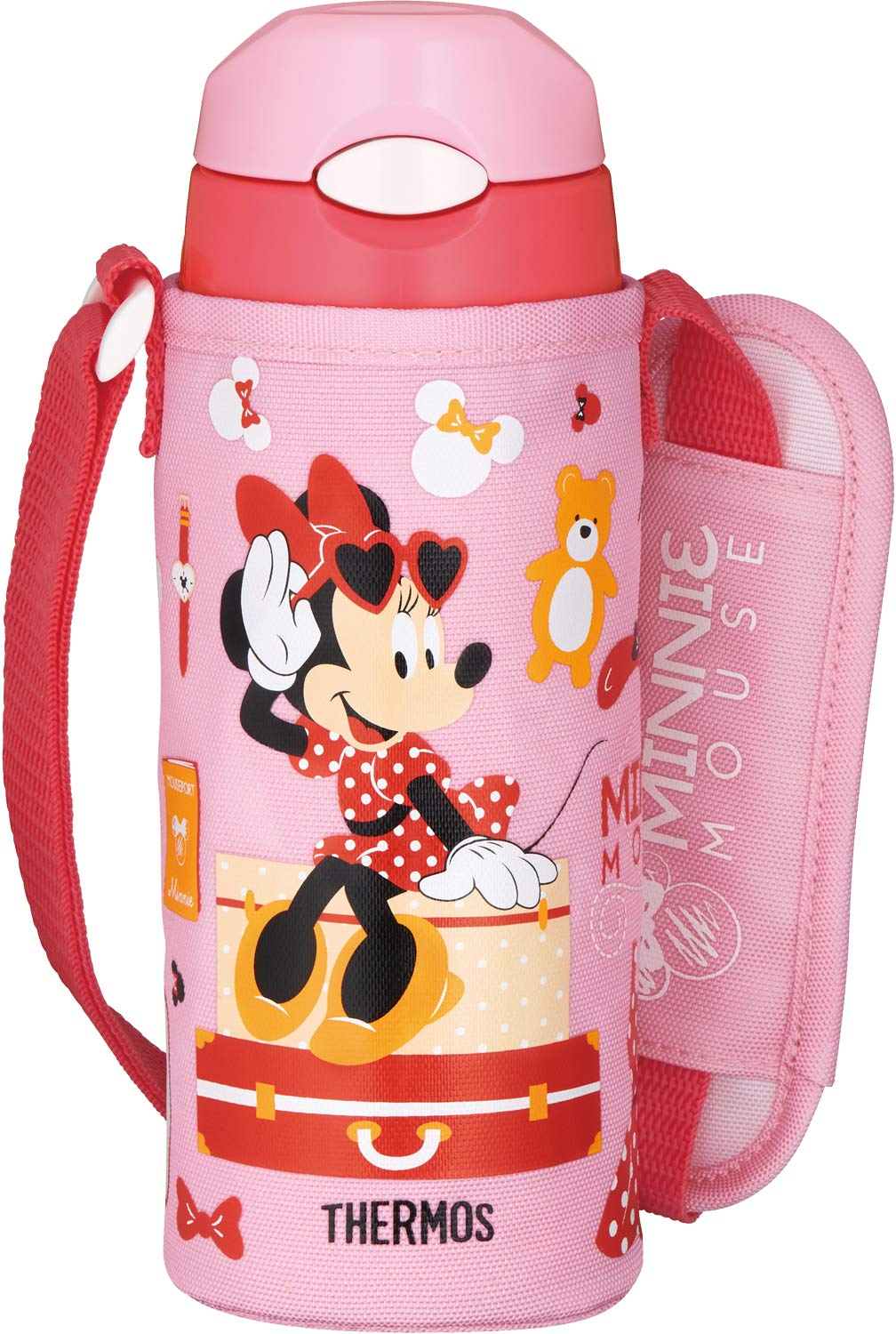 Thermos Minnie Pink Coral 400Ml Vacuum Insulated Straw Bottle for Cold Storage - FHL - 402FDS PK - C