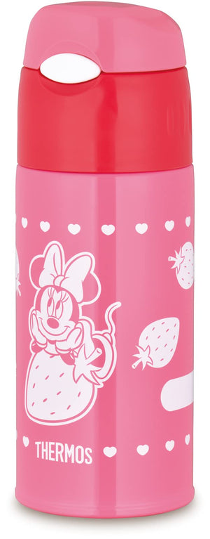 Thermos Minnie Strawberry Pink Vacuum Insulated Straw Bottle 400ml for Kids Cold Storage Only Fhl - 403Fds Sbp