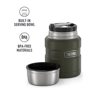 Thermos Stainless King 16oz Matte Green Vacuum Insulated Food Jar with Spoon