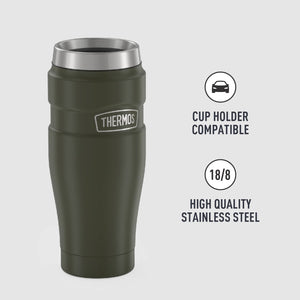 Thermos Stainless King 16Oz Vacuum Insulated Travel Tumbler in Matte Green