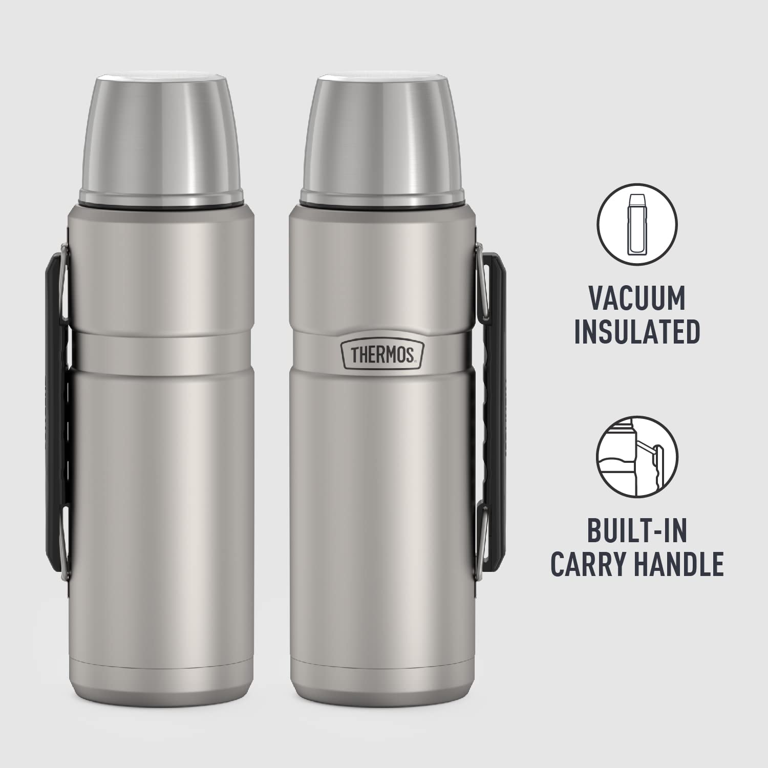 Thermos Stainless King 40oz Water Bottle Top - Ranked Insulated Performance Silver