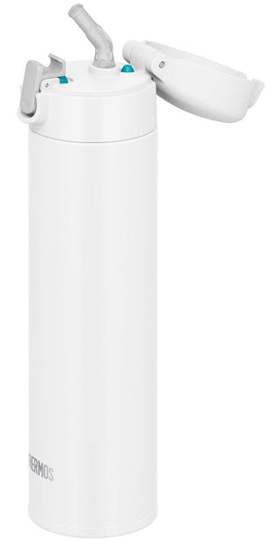 Thermos White 450ml Vacuum Insulated Cold Storage Straw Bottle Fjm - 450