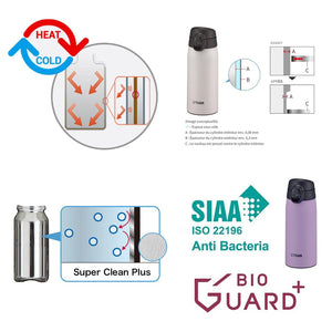 Tiger 350ml - Stainless Steel Insulated Water Bottle Hot/Cold White