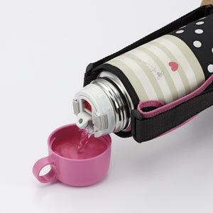 Tiger 800ml Stainless Steel Water Bottle with Cup and Pouch Sahara Pink Dot