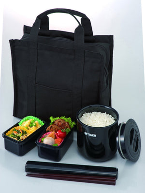 Tiger LWY - T036 - K Black Stainless Steel Lunch Jar with Tote Bag 1.8 Cups Capacity