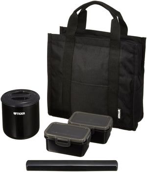 Tiger LWY - T036 - K Black Stainless Steel Lunch Jar with Tote Bag 1.8 Cups Capacity