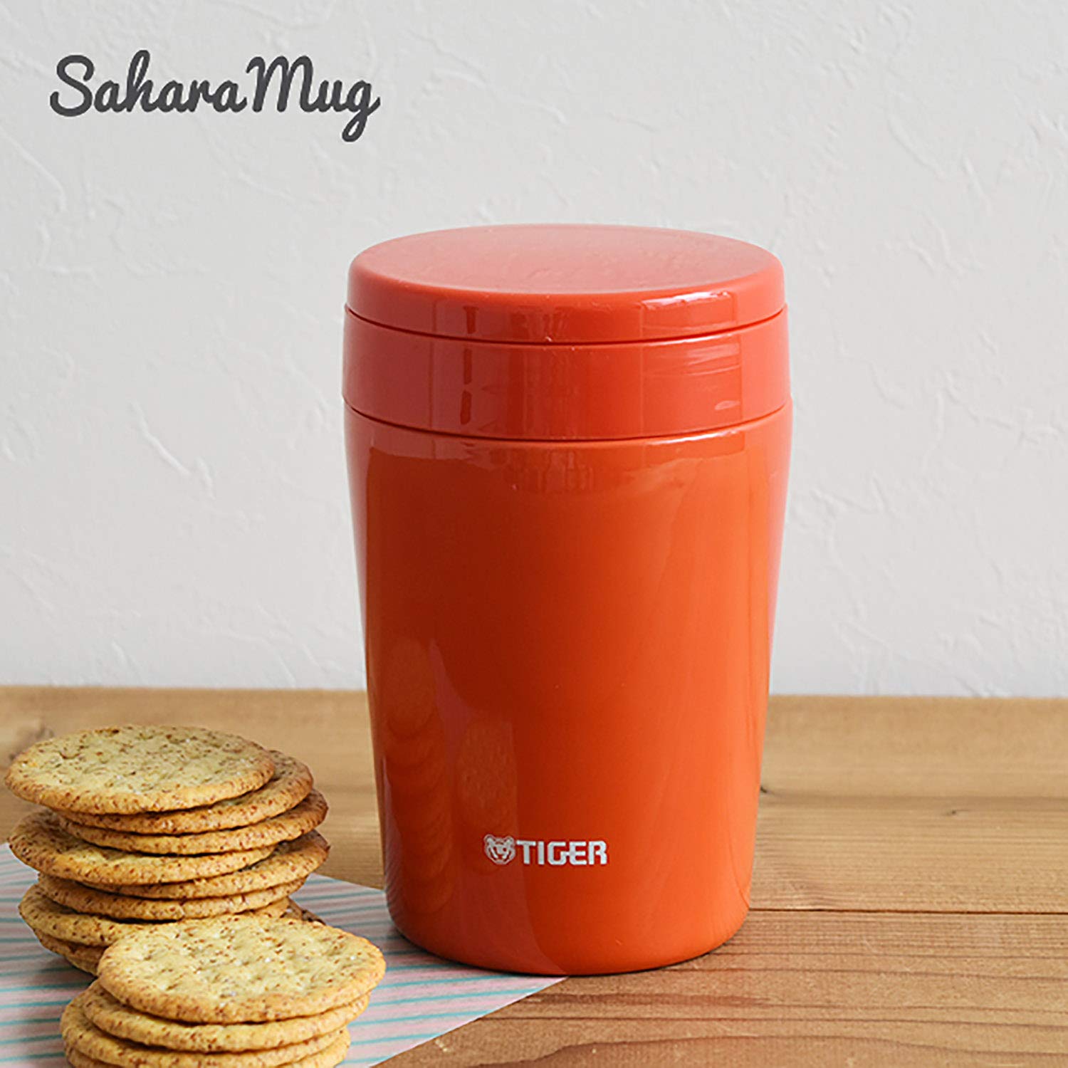 Tiger Thermos Vacuum Insulated Soup Jar 380Ml Japan Thermal Lunch Box Wide Mouth Round Bottom Chili Red Mcl - B038 - Rc