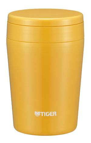 Tiger Thermos Vacuum Insulated Soup Jar 380Ml Japan Thermal Lunch Box Wide Mouth Round Bottom Saffron Yellow Mcl - B038 - Ys