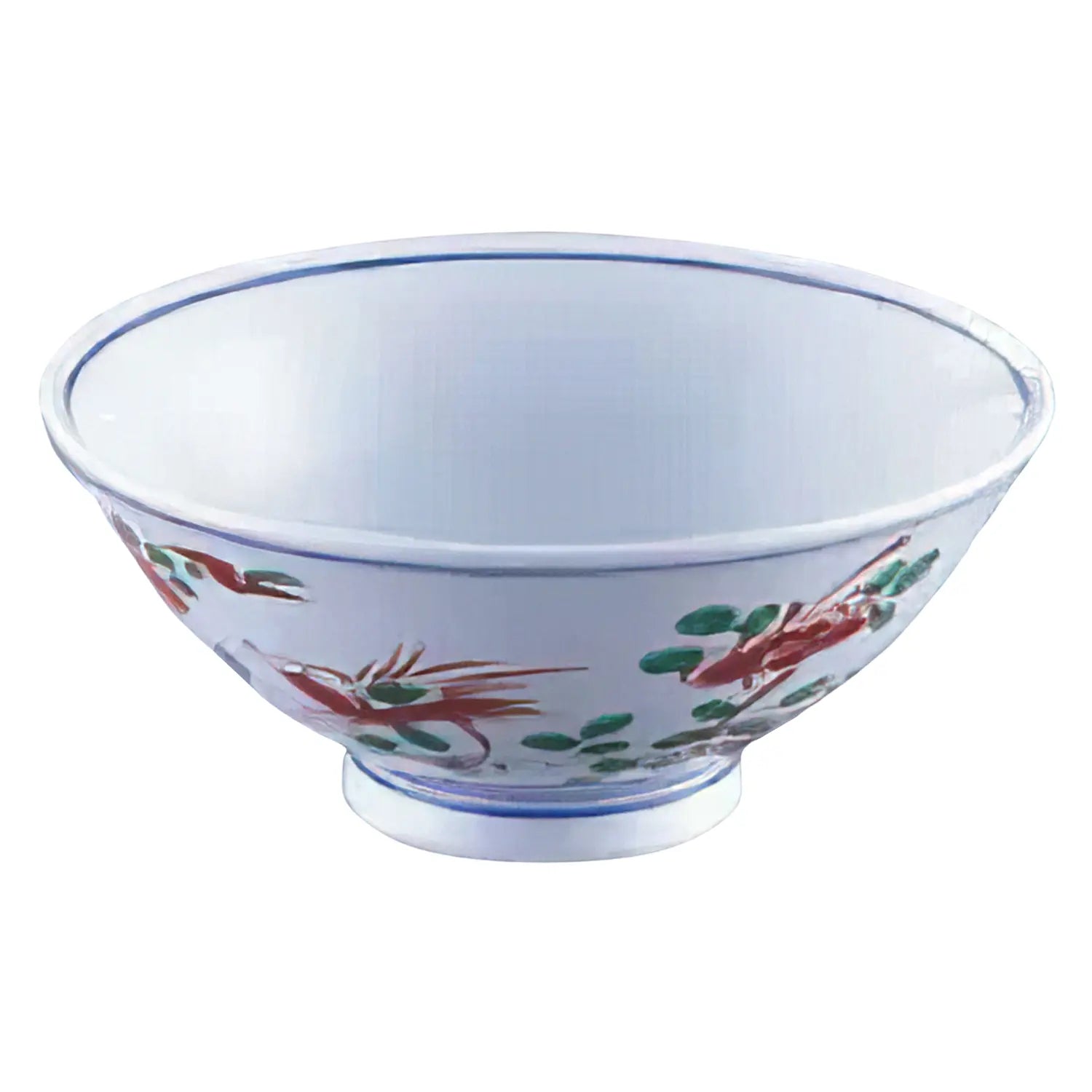Tkg Mino Ware Porcelain Tempered Rice Bowl Akae - Kachou 11.4Cm