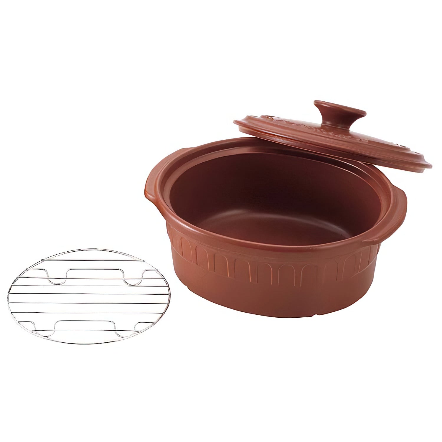 Toceram Heat - Resistant Ceramic Oval Casserole Pot Brown