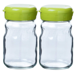 Toyo Sasaki Glass 2 - Way Pot 485Ml Olive Green Made In Japan I - 77826 - Og - Jan - F 2 Pieces