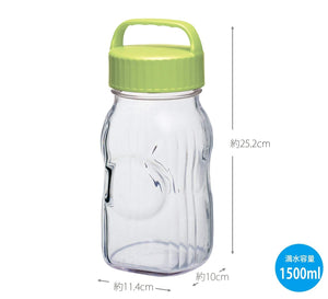 Toyo Sasaki Glass Japan Fruit Syrup Bottle 1500Ml Olive Green Storage Container W/ Bookmark I - 77860 - Og - Jan - S