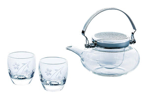 Toyo Sasaki Glass Jirori Cold Sake Vessels 360Ml 100Ml - 3Pc Set Made In Japan