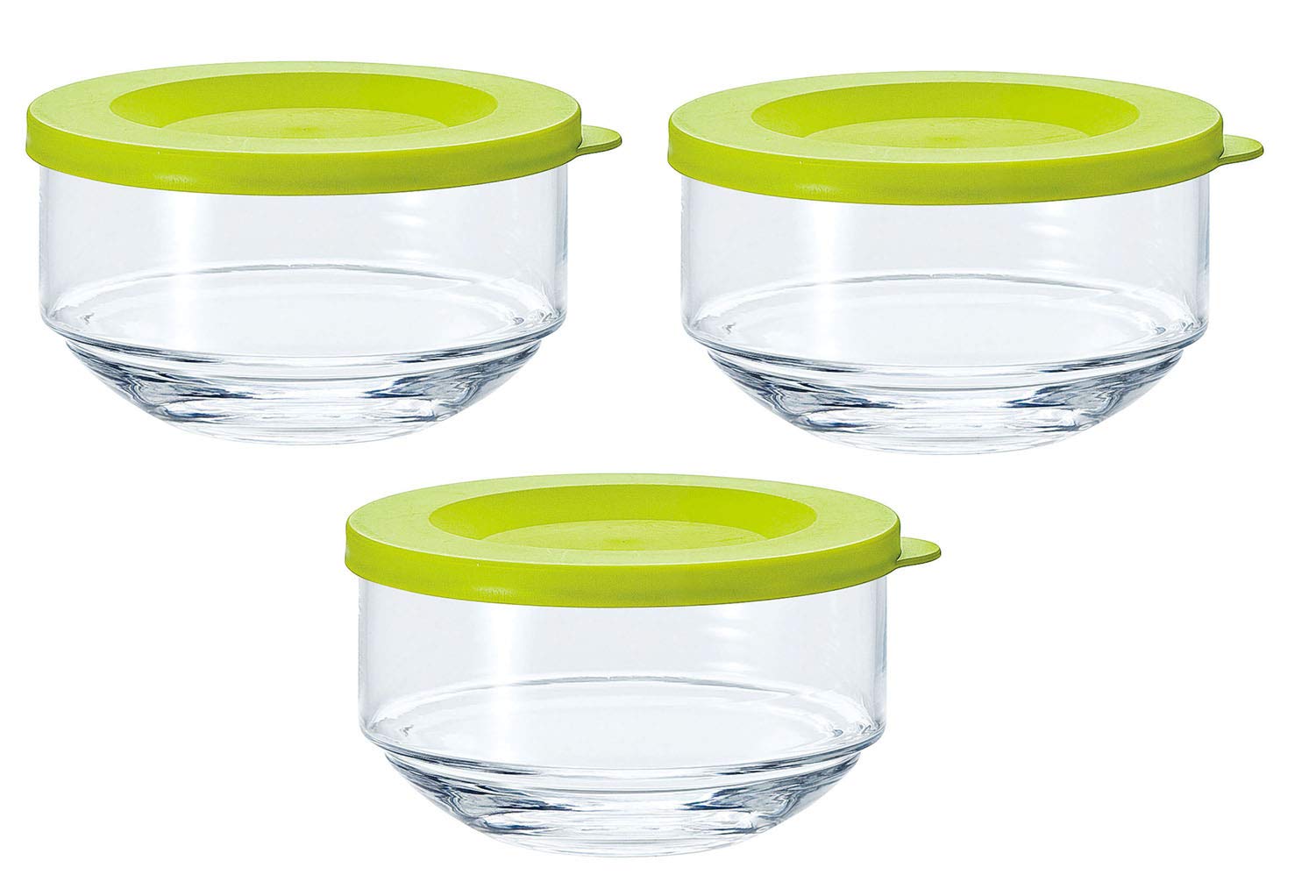 Toyo Sasaki Glass Storage Container Set Of 3 Made In Japan Olive Green B - 31301 - Og - Jan