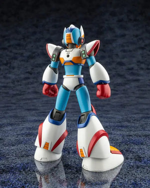 Close-up of Kotobukiya 1/12 Scale Plastic Model Rockman X Second Armor Double Charge Shot Ver. Japan 137Mm, featuring interchangeable faces for dynamic poses