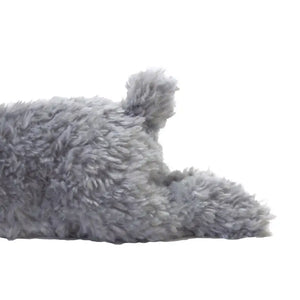Close-up of SUNLEMON Hiza Wanko Plush Doll Toy Poodle Gray Tjn, featuring realistic gray fur texture for gentle comfort