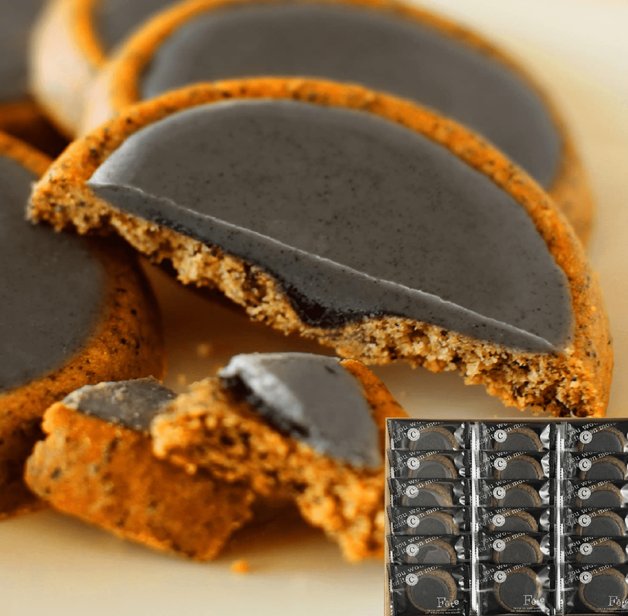 Sesame Filled Tart Cookies Pack of 18, golden crust, rich sesame cream interior