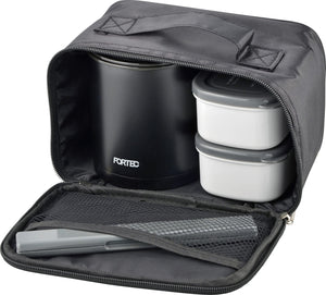 Wahei Freiz Bento Box 840Ml Black Slim Rice Container Japan 2 Side Dish Containers Chopsticks Thermal Fortec Lunch Flr - 5958