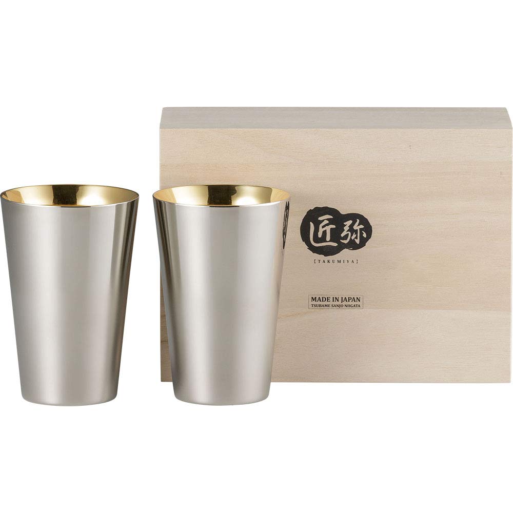 Wahei Freiz Tsubamesanjo Craftsmanship Stainless Steel Tumbler 390Ml 2Pcs Gold Plated Japan Double Layer Heat Cold Insulation Takumiya Ty - 074