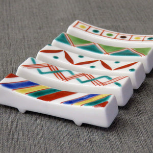 Wasa No Kura Kutani Ware Chopstick Rest Set Of 5 Komon Pottery Japanese Tableware Made In Japan