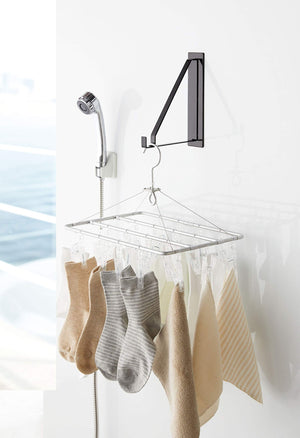 Yamazaki Industrial Japan 4713 Magnetic Bathroom Drying Hanger Black 5X18.5X23Cm Tower