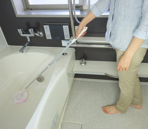 Yamazaki Sangyo Japan 175017 Telescopic Bath Cleaning Brush Long Unit Antibacterial Pink Bonkun
