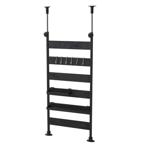 Yamazen Tension Kitchen Rack 31.5X6.5X71 - 115Cm 6 Hooks 2 Trays Heat Resistant Made In Japan Assembly Black Rtk - 30(Bk)