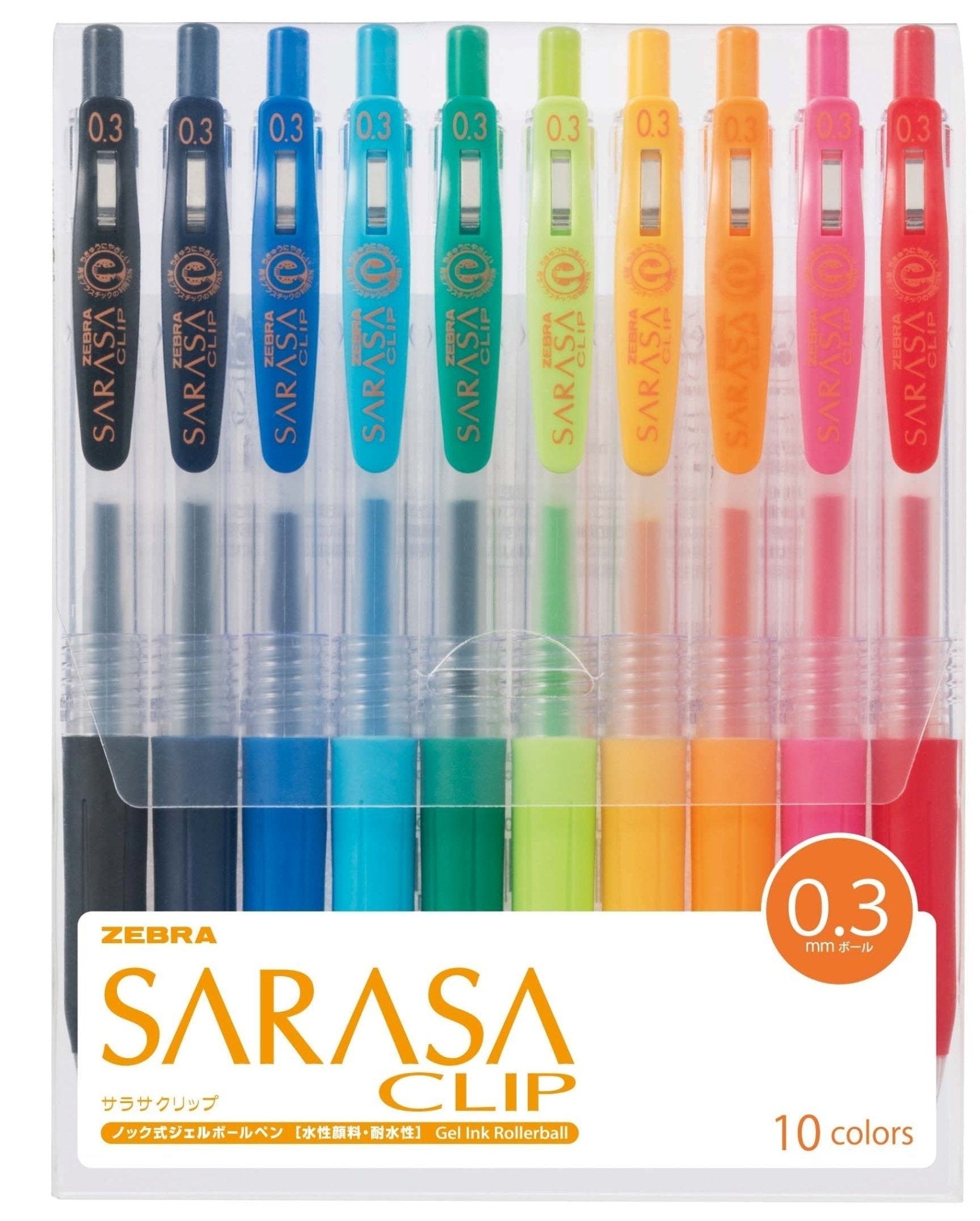 Zebra Sarasa Clip 0.3 Gel Ballpoint Pen 10 Colors Japan Jjh15 - 10Ca
