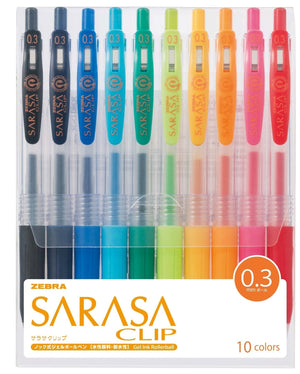 Zebra Sarasa Clip 0.3 Gel Ballpoint Pen 10 Colors Japan Jjh15 - 10Ca