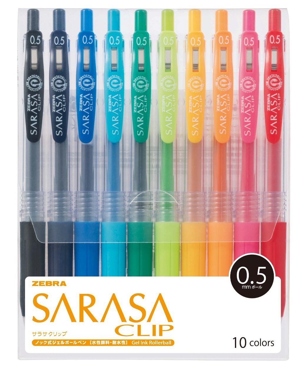 Zebra Sarasa Clip 0.5 Gel Ballpoint Pen 10 Colors Japan Jj15 - 10Ca