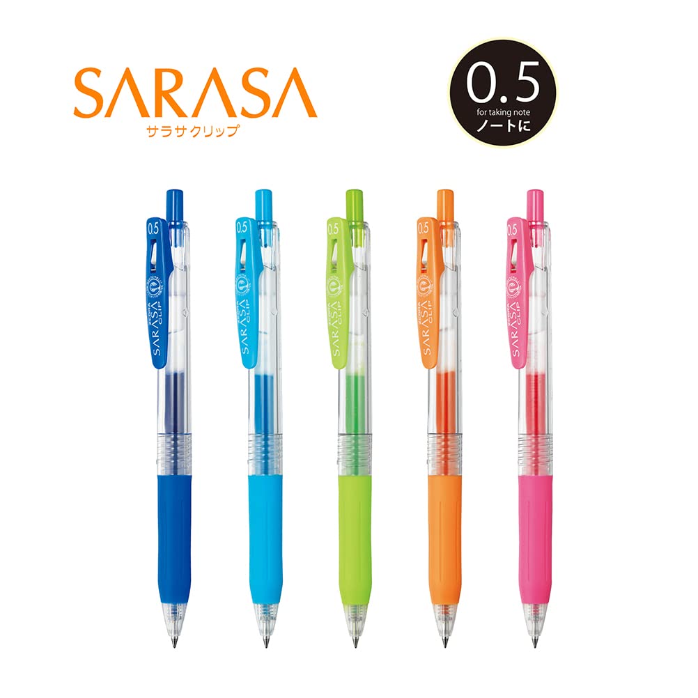 Zebra Sarasa Clip 0.5 Gel Ballpoint Pen 5 Colors Japan Jj15 - 5Ca