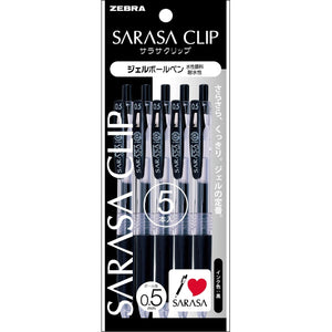 Zebra Sarasa Clip 0.5 Gel Ballpoint Pen Black 5 P - Jj15 - Bk5 Japan