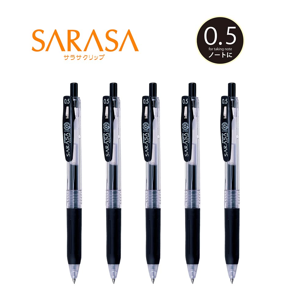 Zebra Sarasa Clip 0.5 Gel Ballpoint Pen Black 5 P - Jj15 - Bk5 Japan