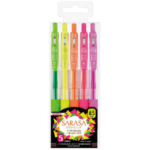 Zebra Sarasa Clip 0.5 Neon Ballpoint Pens 5 Colors Japan Jj15 - 5C - No