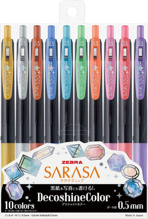 Zebra Sarasa Clip 0.5Mm Deco Shine 10 Color Gel Ballpoint Pen Set Japan Jj15 - 10C - Sh