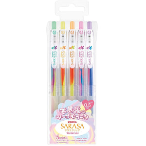 Zebra Sarasa Clip Marble Gel Ballpoint Pen 0.5Mm - 5 Colors (Japan) Jj75 - 5C - Mb